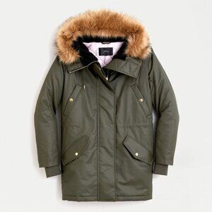 NWT  J Crew Perfect winter parka with eco-friendly PrimaLoft Wild Olive XS